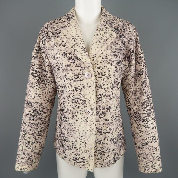 ISSEY MIYAKE Size M Beige Marble Print Notch Lapel Jacket - Picture 1 of 8